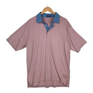 Southern Marsh Pink Bermuda Chenier Stripe Performance Polo Shirt Size X-Large
